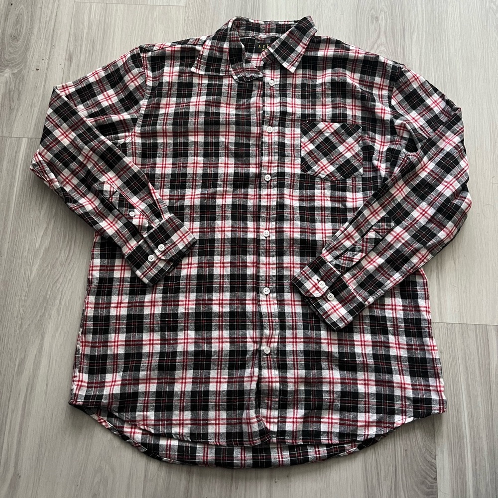 Ativa Red and Black Plaid Button Down‎ Shirt